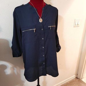 Navy Blue Dress Blouse